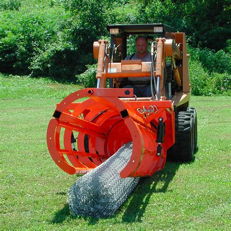 skid steer fence unroller|fence stretcher for skid steer.